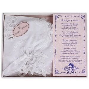 Battenburg White Linen Lace Keepsake Bonnet NEW